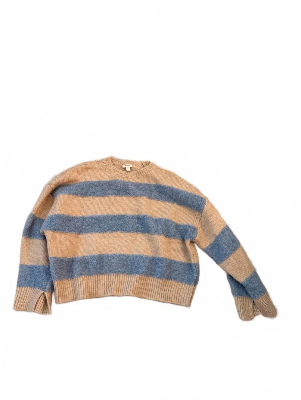 New Without Tags Blue and Tan Striped Knit Sweater for Women